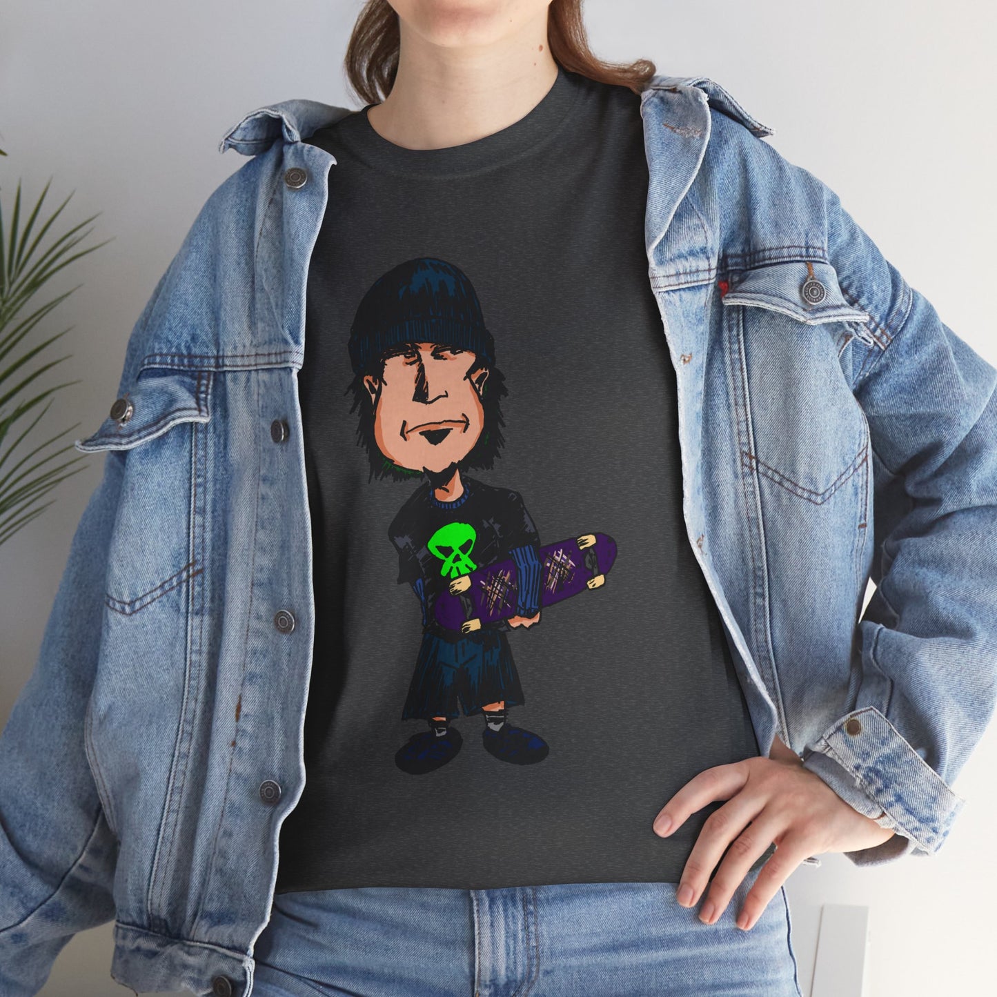 Rude Skater Dude - Skate Punk Cartoon Tee – Boy with Skateboard Graphic Shirt