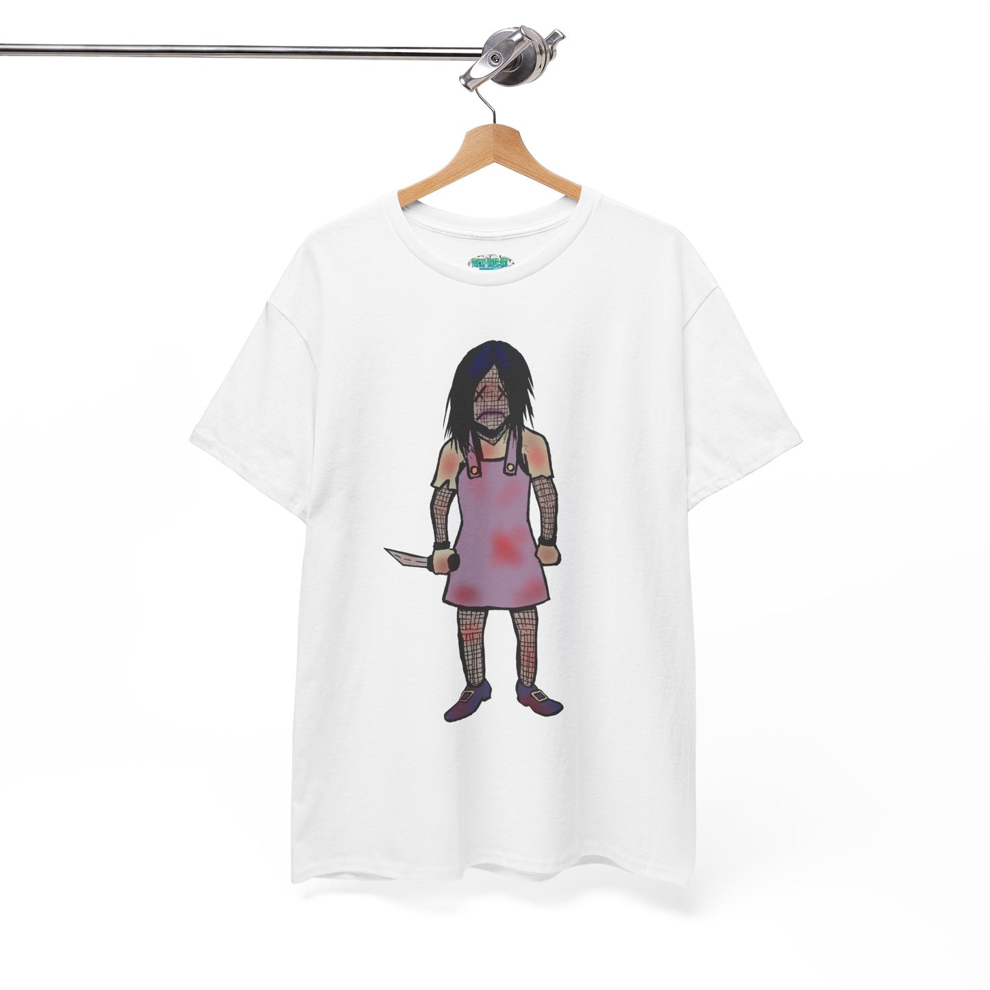 Evil Doll Graphic Tee with Horror Design, Halloween Outfit, Unisex Cotton Shirt, Unique Gift for Horror Fans, Graphic T-Shirt, Statement Wear