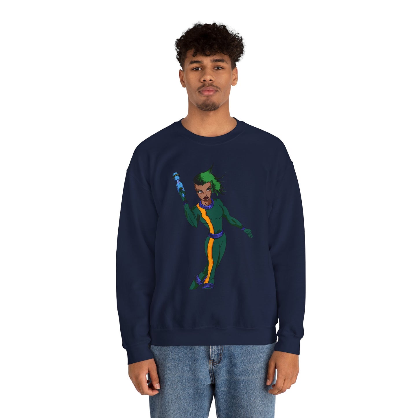 Heroic Vibes Crewneck Sweatshirt with Bold Design