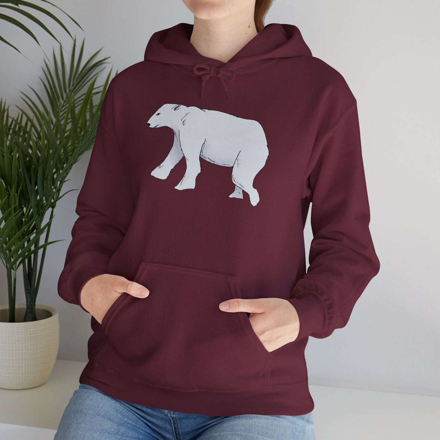 Cozy Polar Bear Hoodie - Warm Winter Fashion, Unisex Sweatshirt, Gift for Animal Lovers, Perfect for Cold Days, Cute Outdoor Wear