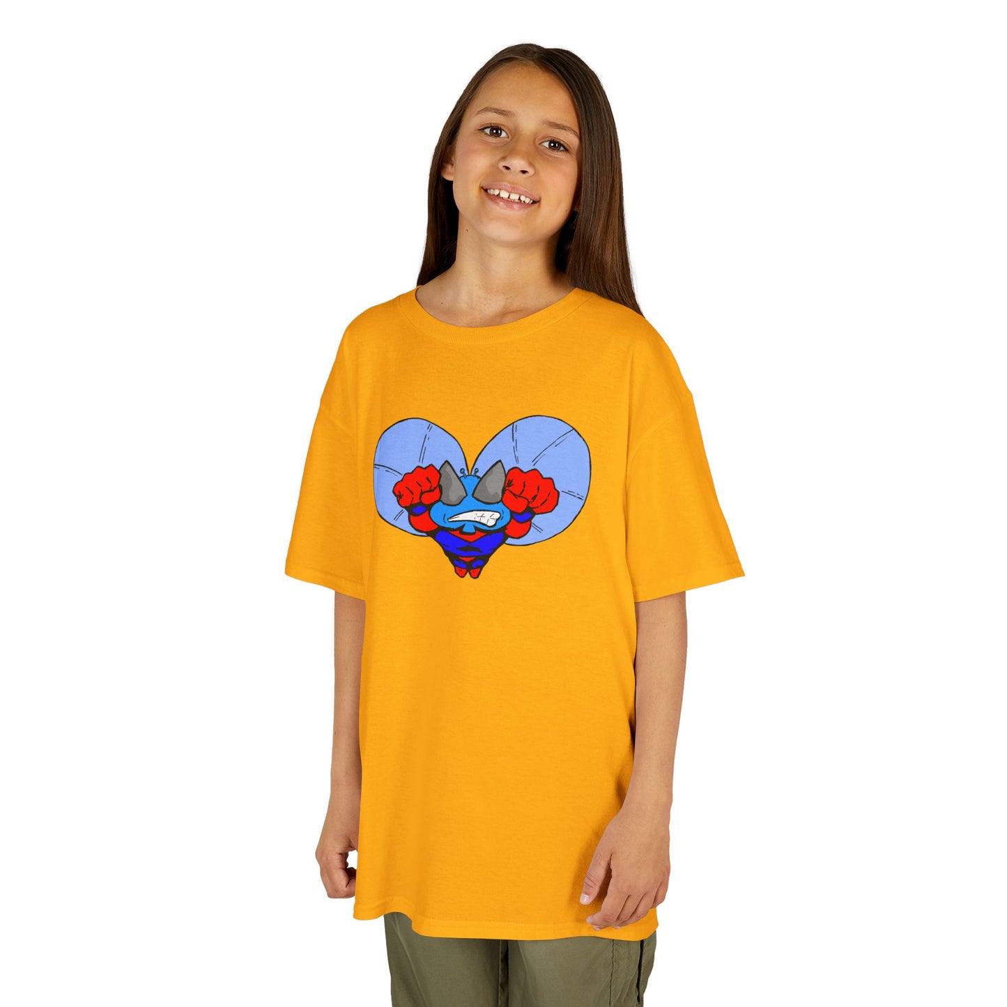 Astro-Fly Kids Superhero T‑Shirt — Cute Blue Hero Design