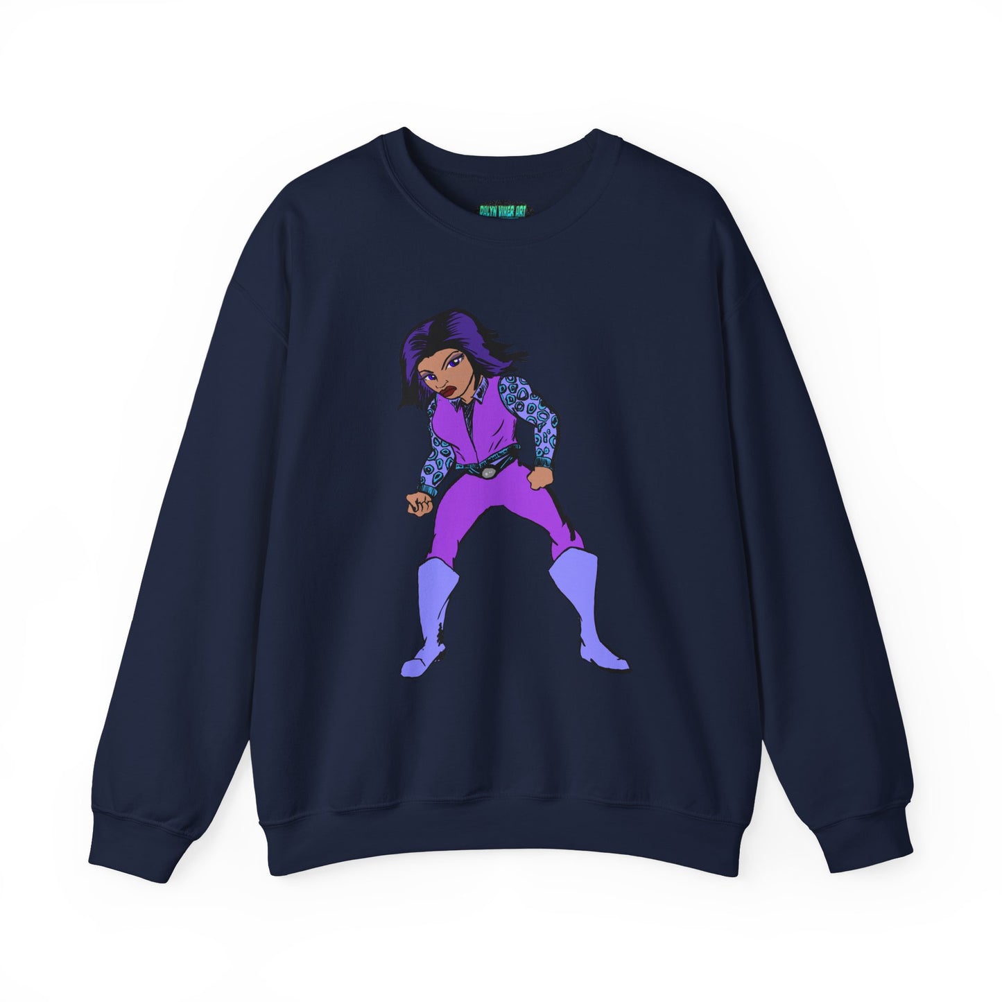 Vintage Retro Hero Crewneck Sweatshirt with Bold Graphic Design