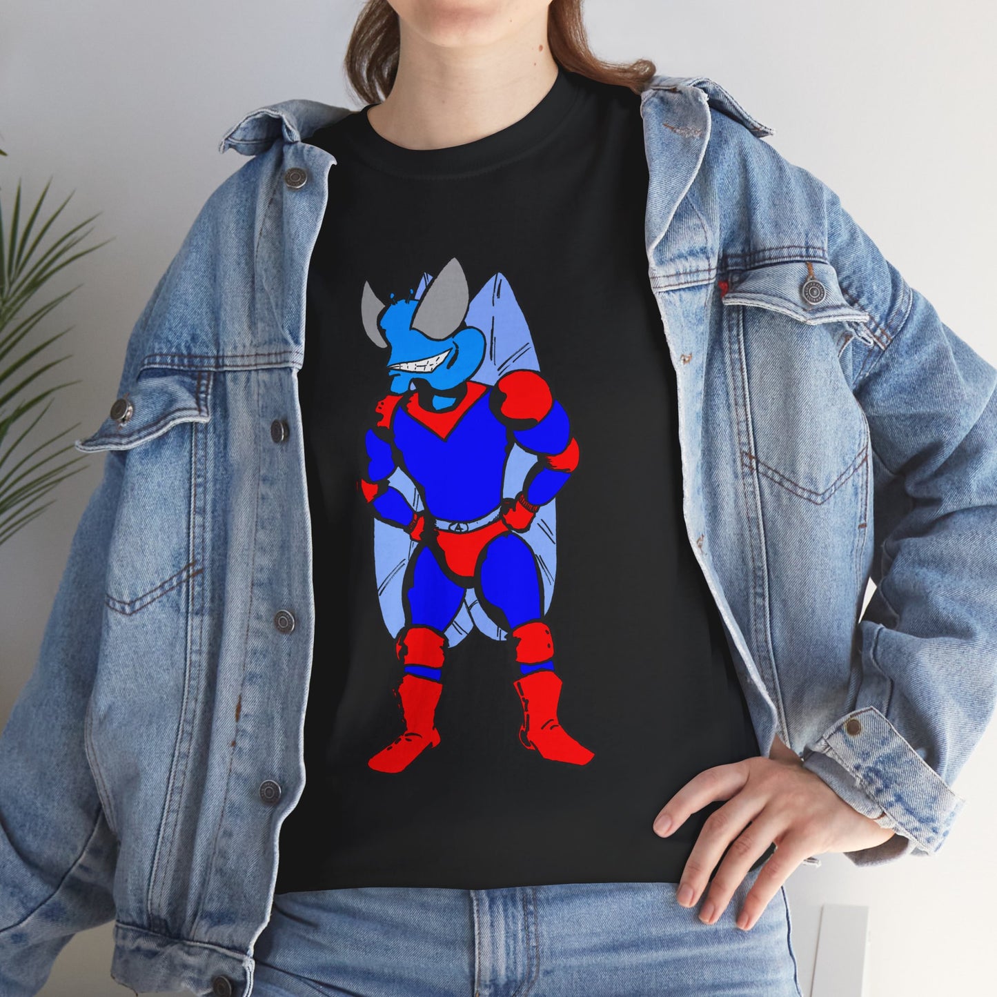 Astro-Fly Hero Graphic Tee - Blue & Red Superhero T-Shirt