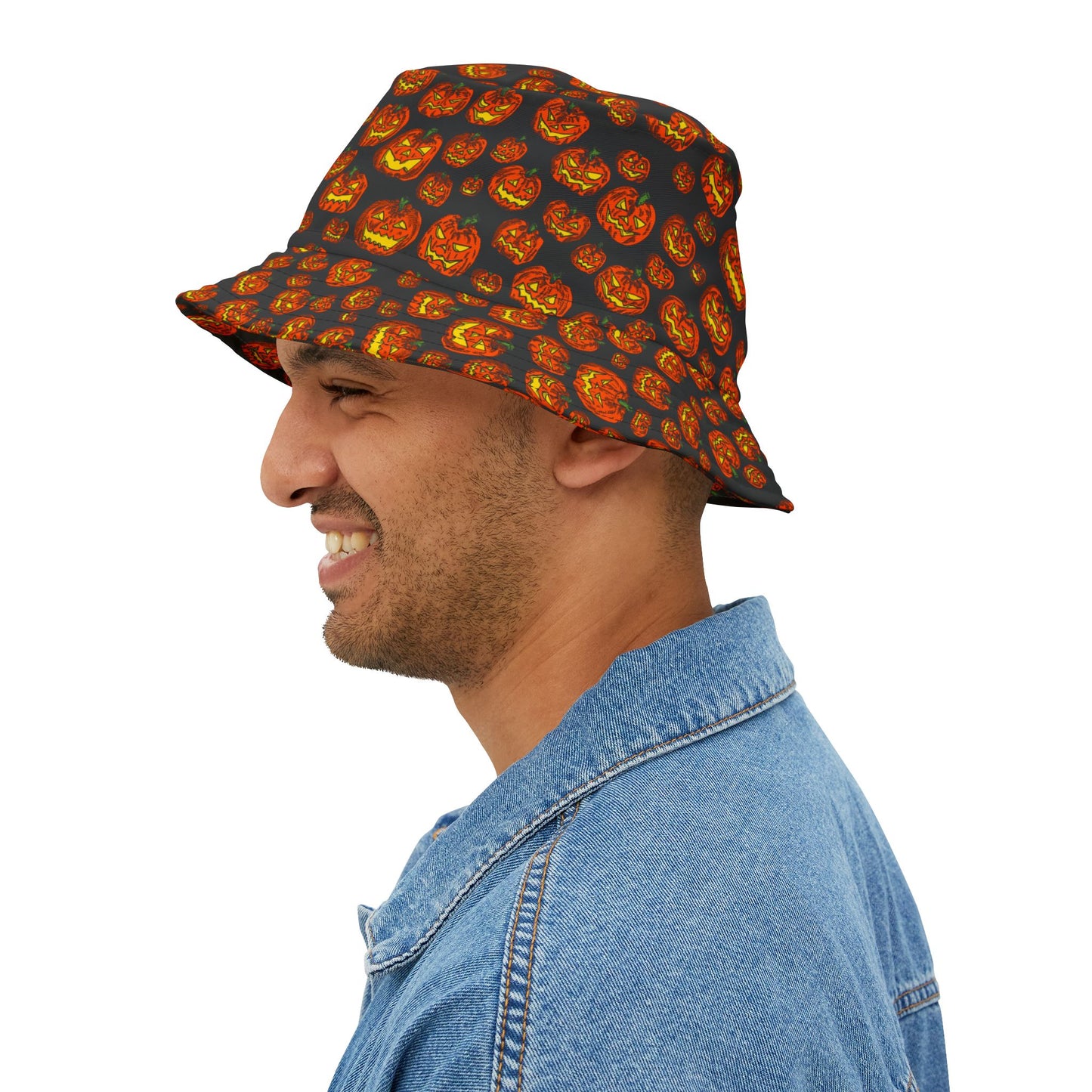 Halloween Pumpkin Bucket Hat, Festive Accessory for Fall, Trick or Treat Gear, Unisex Hat, Autumn Outdoor Fun, Spooky Style