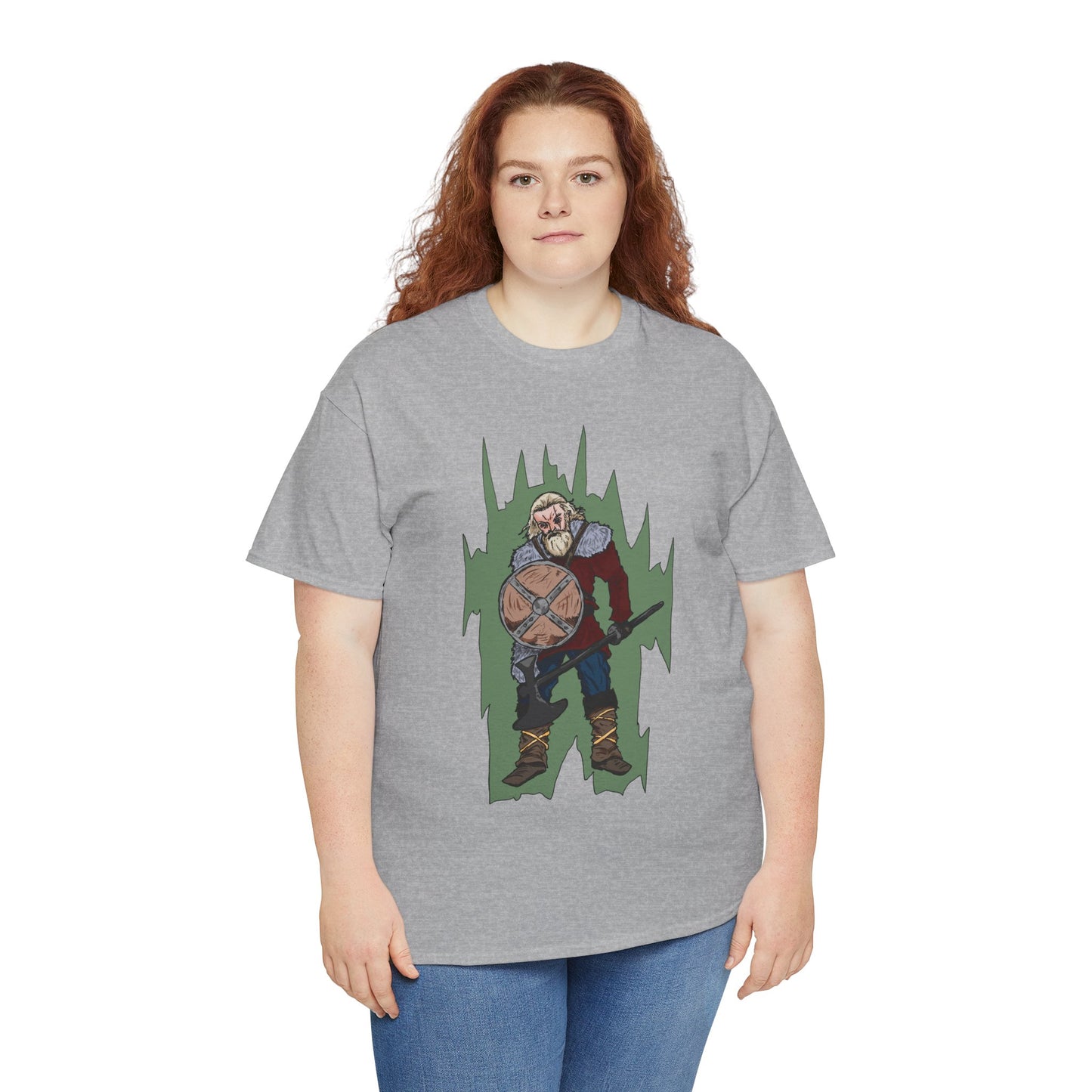 Epic Warrior Graphic Tee, Unisex Heavy Cotton Shirt, Casual Wear, Gamer Gift, Medieval Art Clothing, Battle Theme Fashion