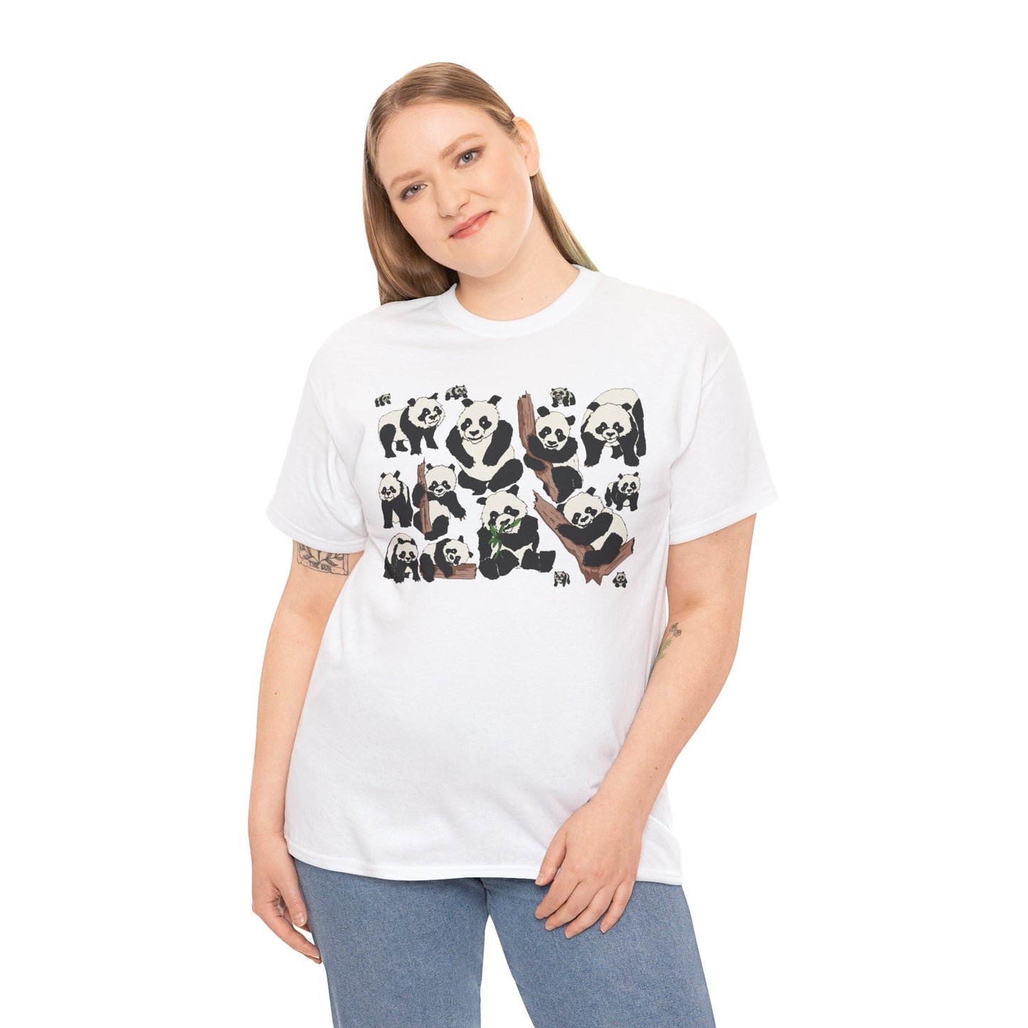 Cute Panda Design Unisex Heavy Cotton Tee | Animal Lover Gift, Casual Wear, Eco-Friendly Apparel, Nature Enthusiast Clothing