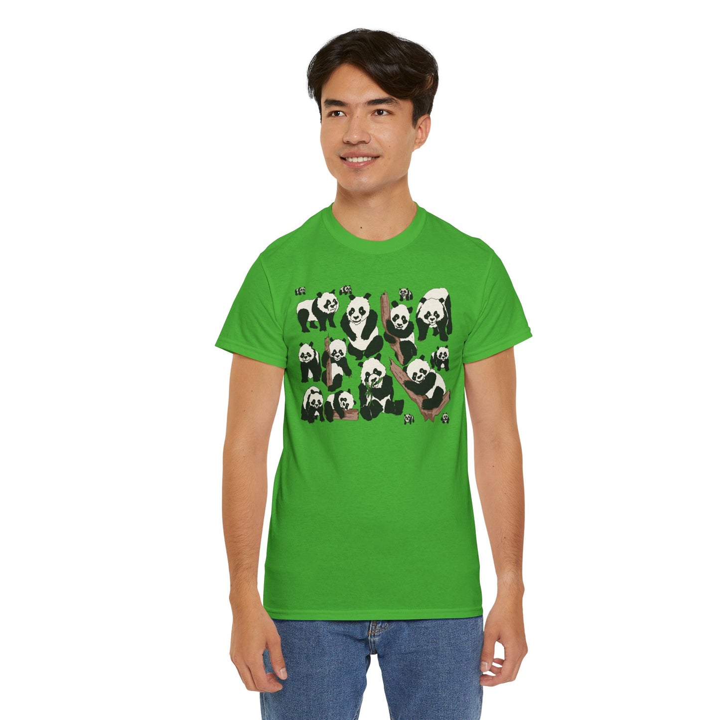 Cute Panda Design Unisex Heavy Cotton Tee | Animal Lover Gift, Casual Wear, Eco-Friendly Apparel, Nature Enthusiast Clothing
