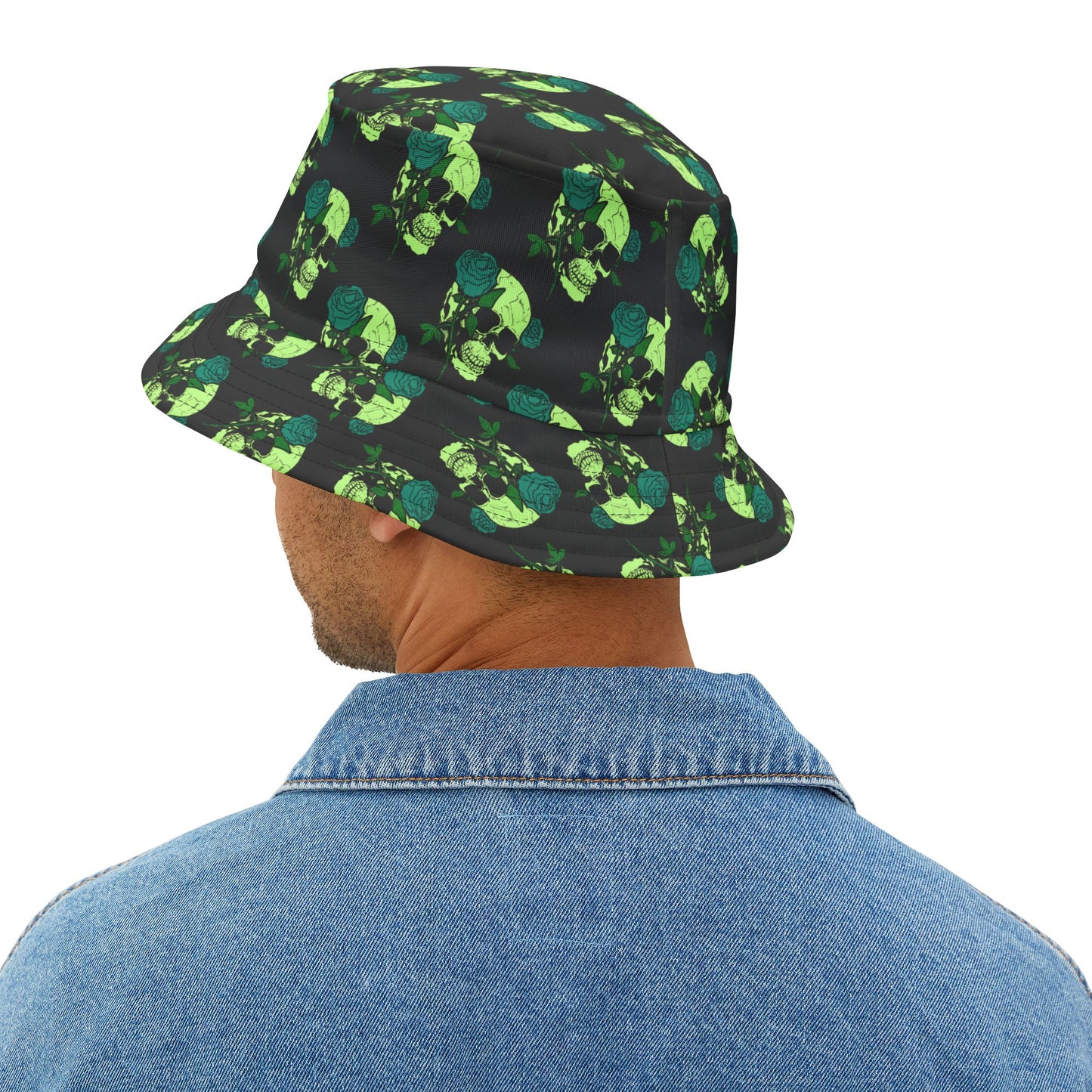 Gothic Rose Skull Bucket Hat, Trendy AOP Hat, Festival Headwear, Unisex Summer Accessory, Edgy Gift Idea, Streetwear Fashion