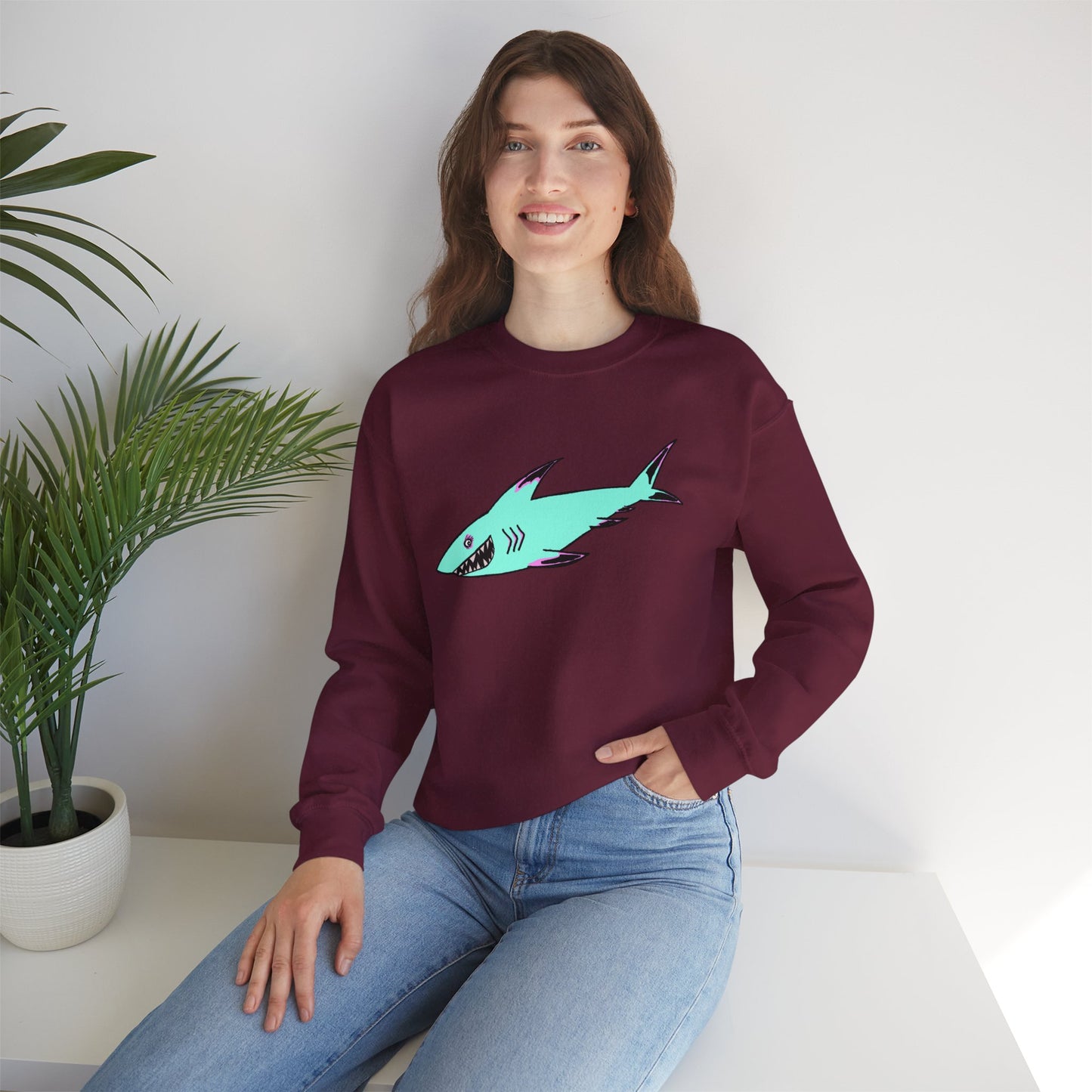 Charming Shark Graphic Sweatshirt - Unisex Heavy Blend™ Crewneck