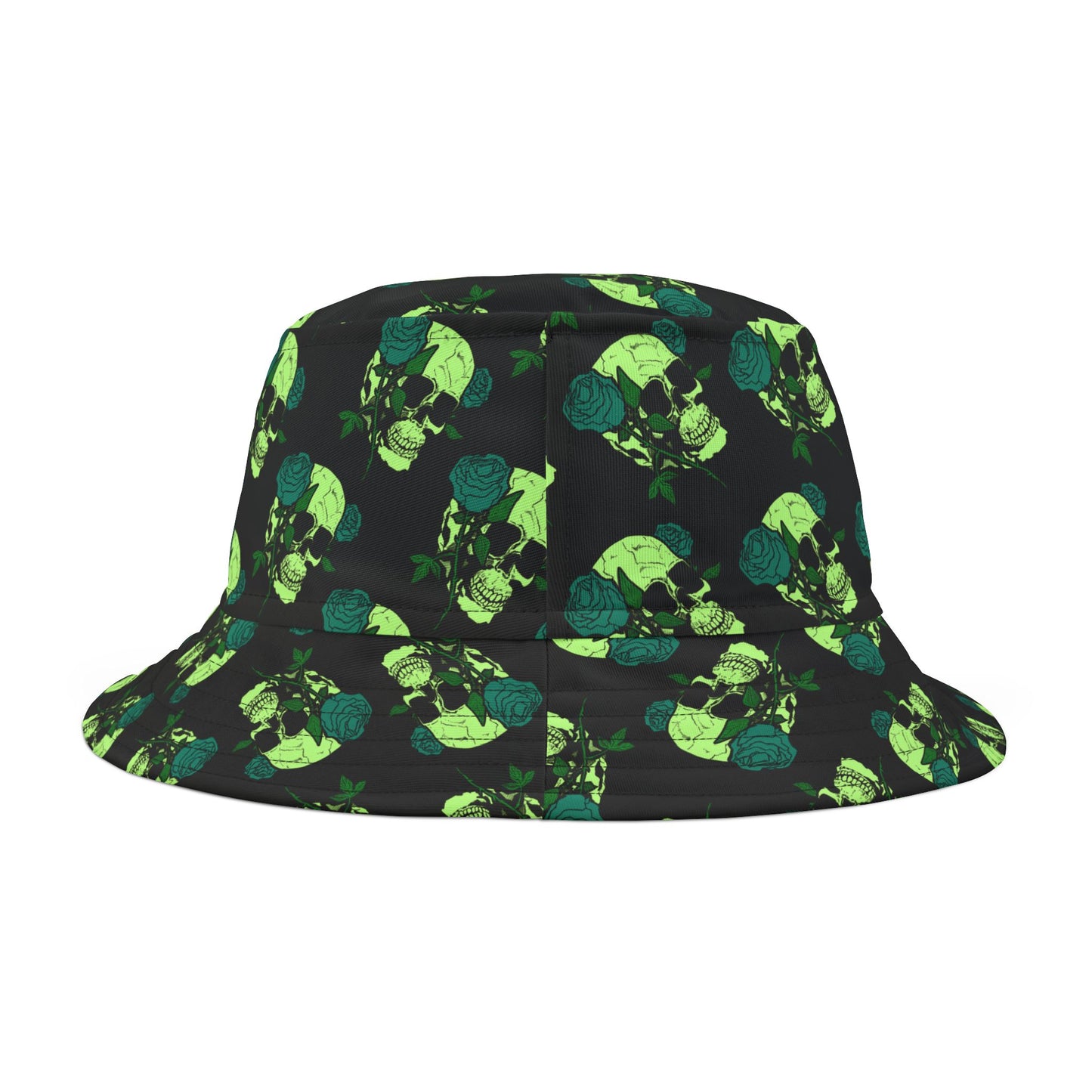 Gothic Rose Skull Bucket Hat, Trendy AOP Hat, Festival Headwear, Unisex Summer Accessory, Edgy Gift Idea, Streetwear Fashion
