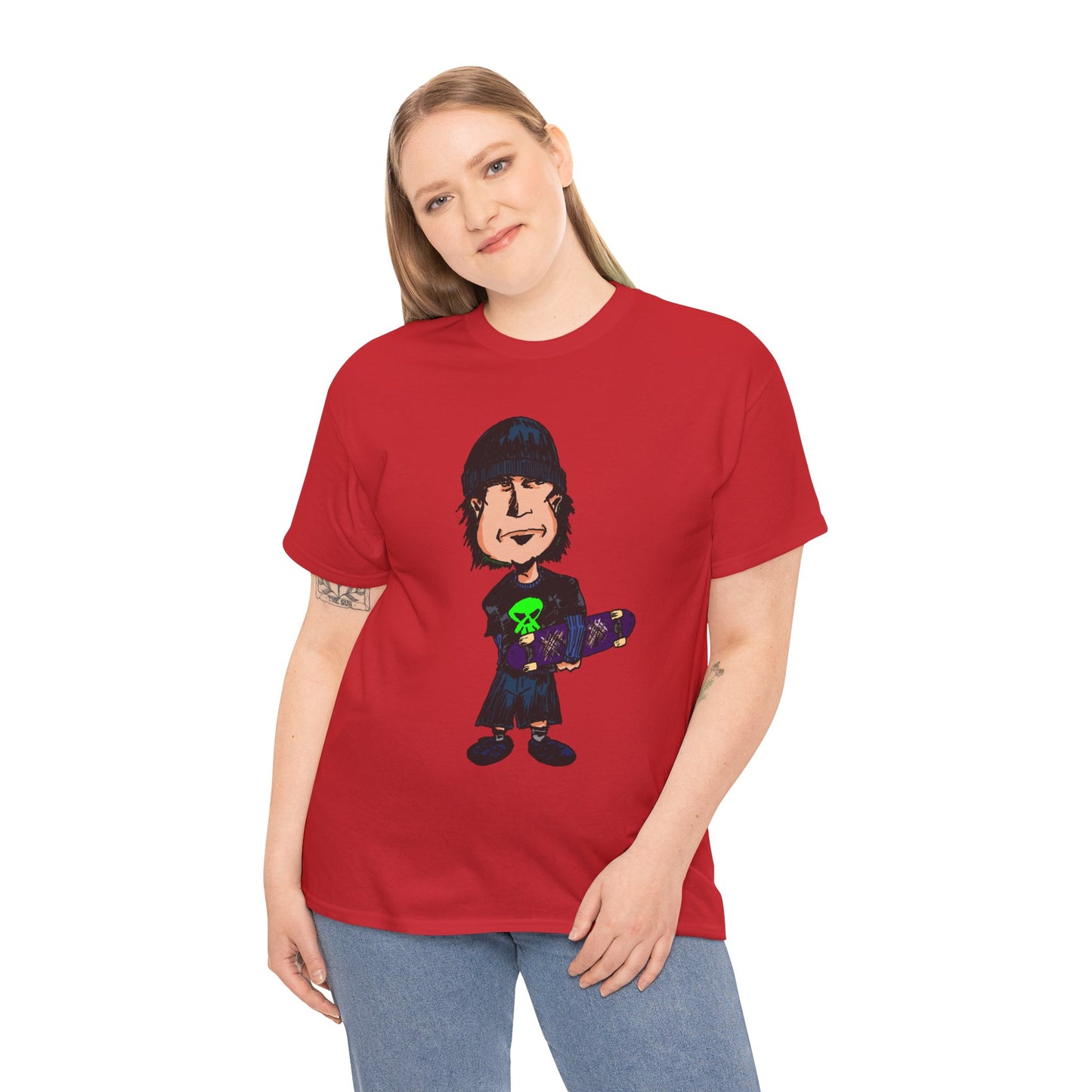 Rude Skater Dude - Skate Punk Cartoon Tee – Boy with Skateboard Graphic Shirt