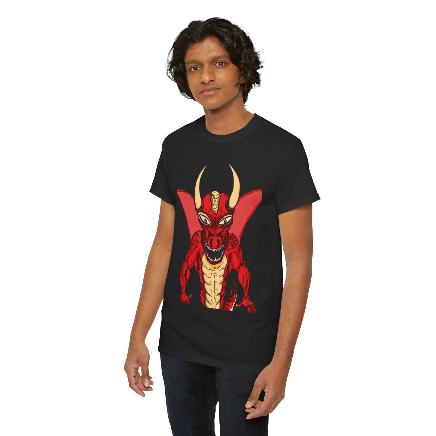 Bold Red Dragon Unisex Heavy Cotton Tee | Graphic Shirt for Anime Fans, Party Wear, Casual Outfit, Gift for Him/Her