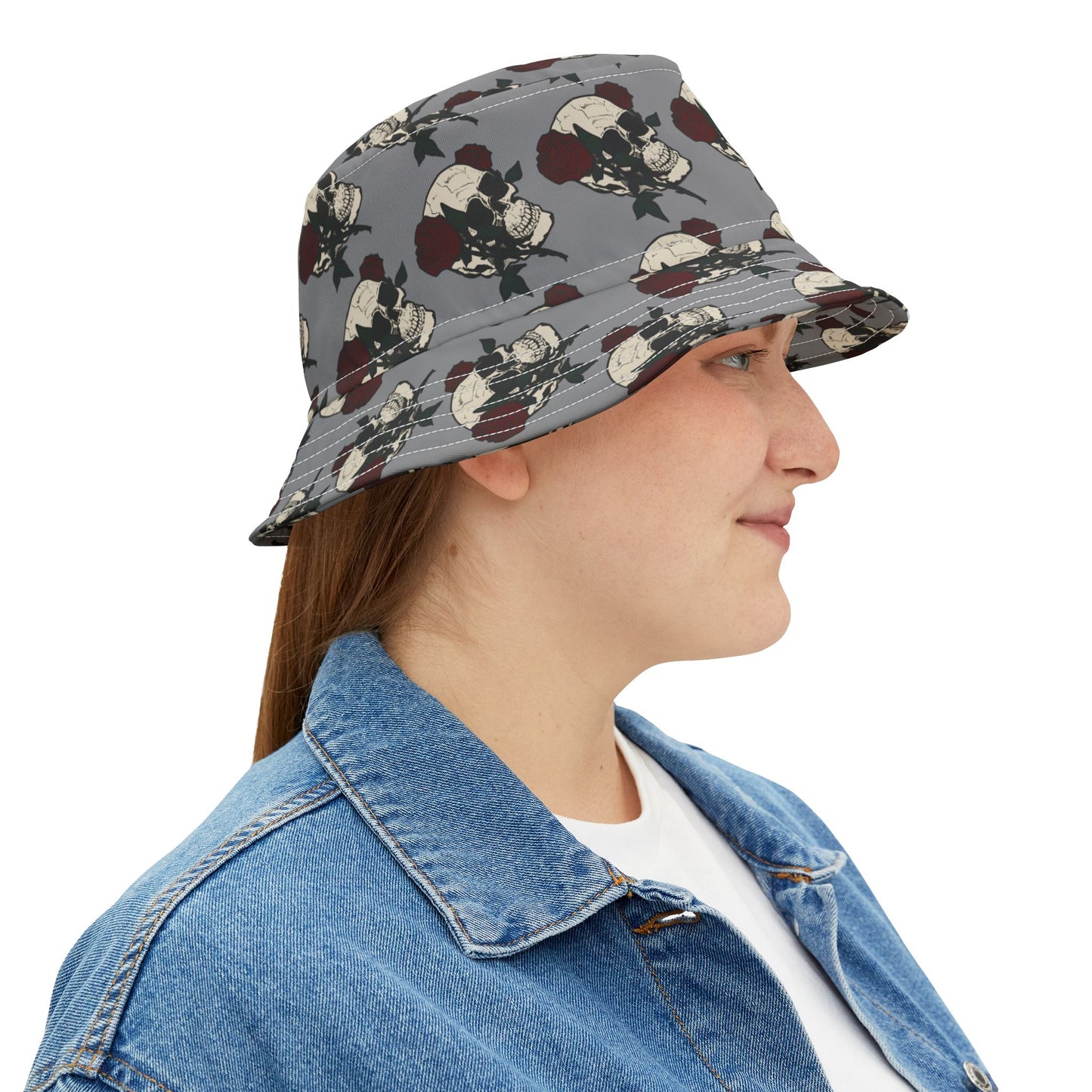 Stylish Skull & Rose Bucket Hat | Trendy Outdoor Accessory
