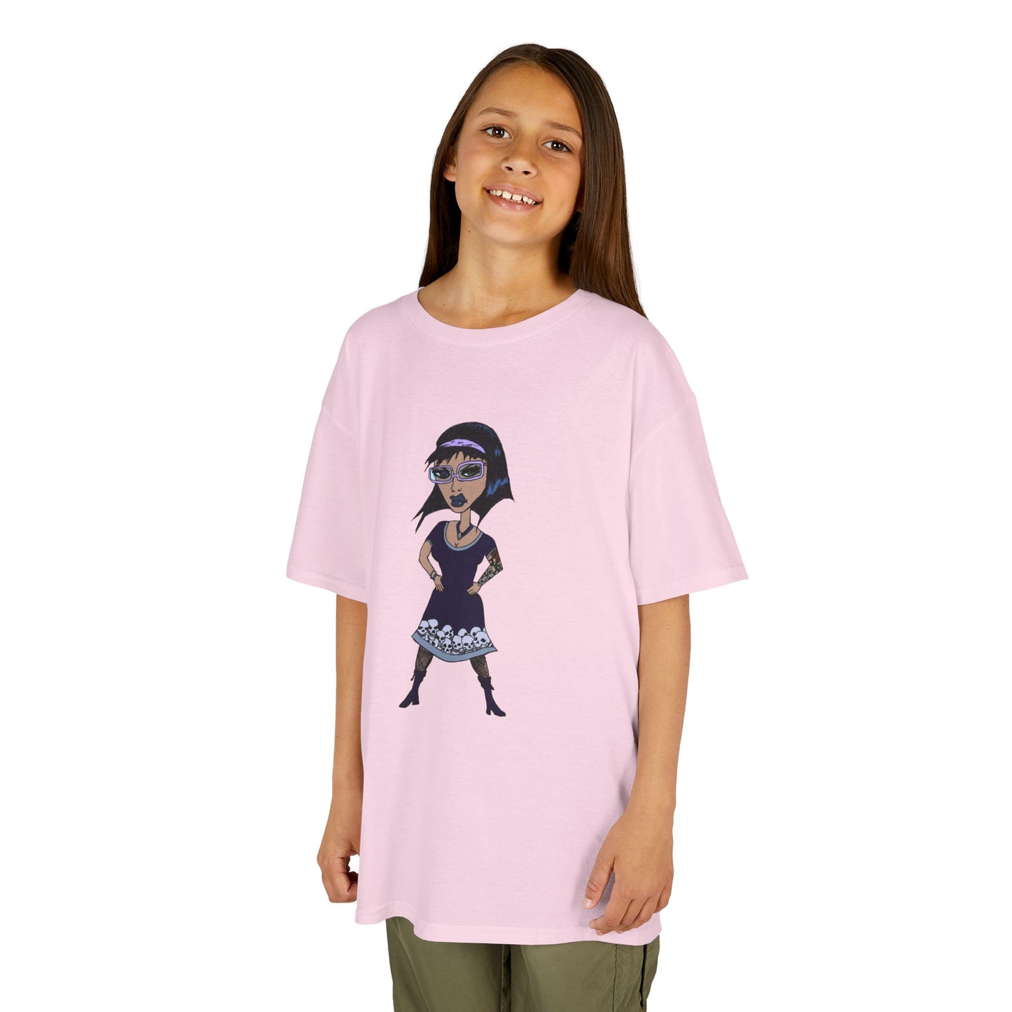 Kids Tee — Vintage Gothic Girl Cartoon Graphic Tee for Children