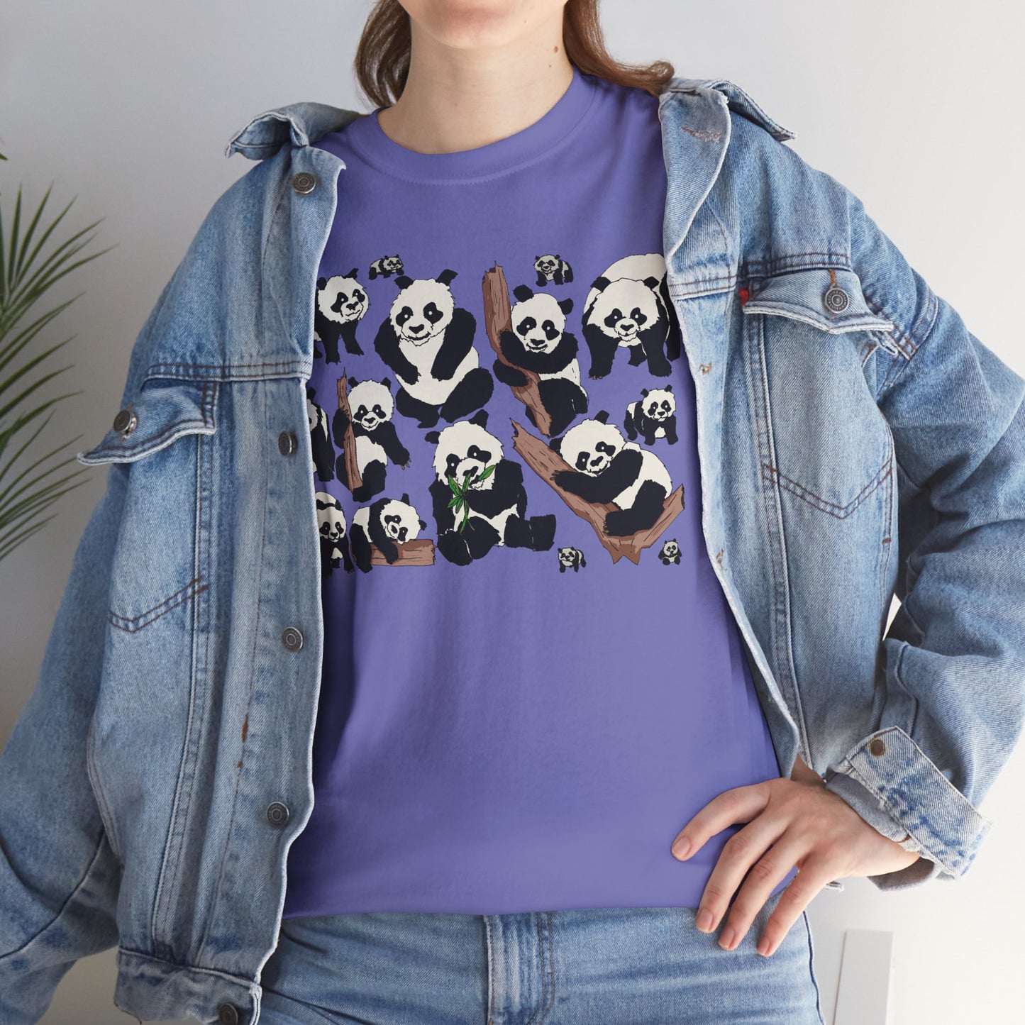 Cute Panda Design Unisex Heavy Cotton Tee | Animal Lover Gift, Casual Wear, Eco-Friendly Apparel, Nature Enthusiast Clothing
