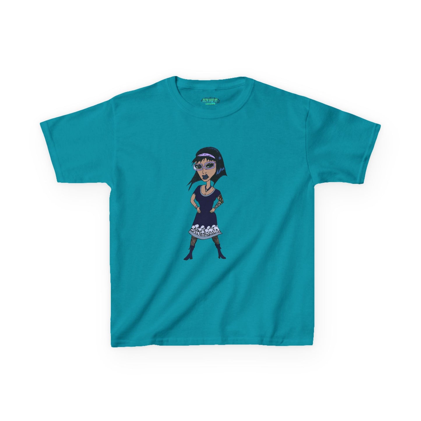 Kids Tee — Vintage Gothic Girl Cartoon Graphic Tee for Children