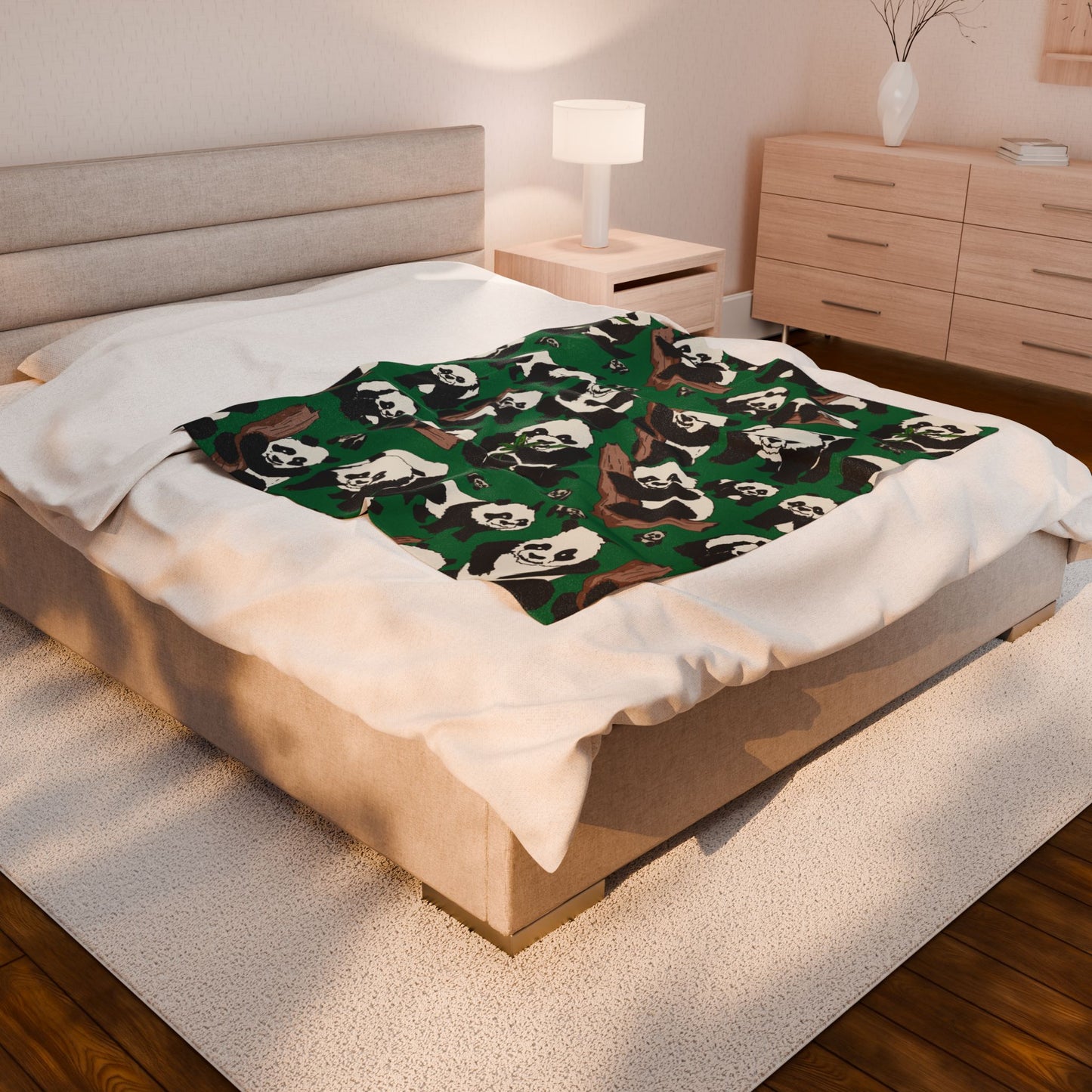 Cozy Panda Velveteen Plush Blanket | Soft Throw for Kids, Nursery Decor, Animal Lover Gift, cuddly sofa blanket, Warm Home Accessory