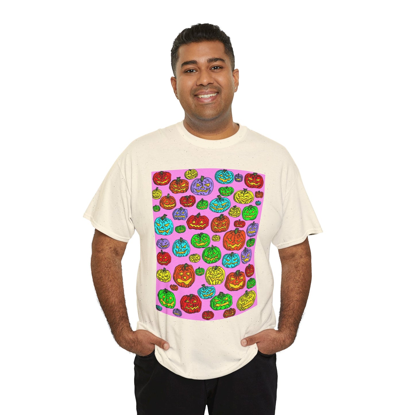 Colorful Pumpkin Graphic Tee, Unisex Cotton T-Shirt, Halloween Costume, Fall Apparel, Trendy Graphic Shirt, Casual Wear