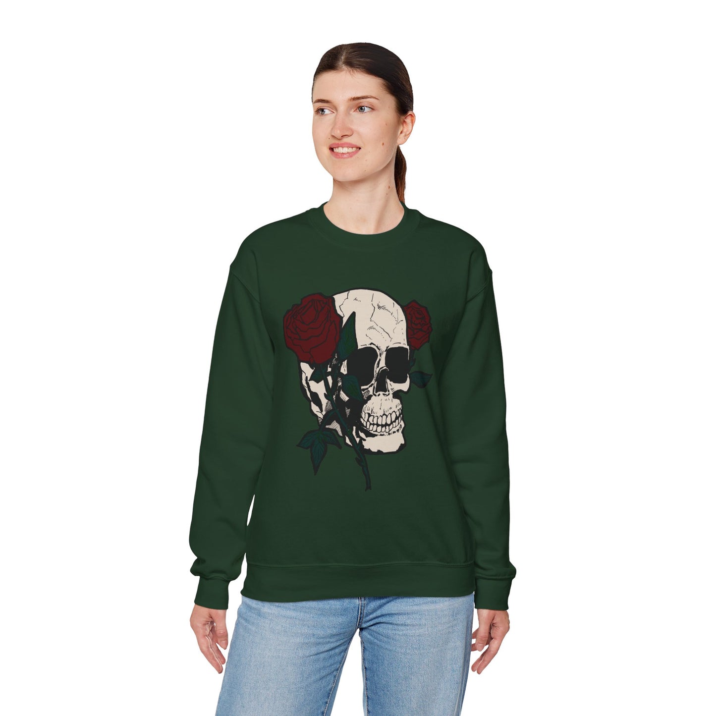 Skull & Rose Crewneck Sweatshirt - Unisex Heavy Blend™