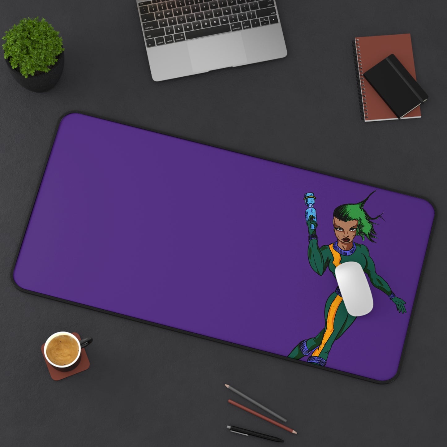 Galactic Superhero Desk Mat for Gamers, Stylish Mouse Pad, Office Decor, Gift for Kids, Fun Desk Accessories