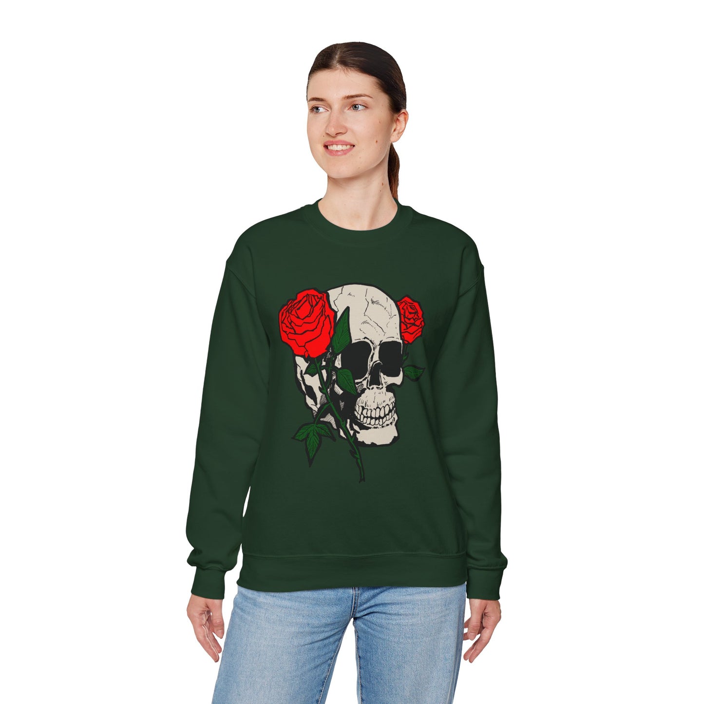 Skull and Roses Crewneck Sweatshirt