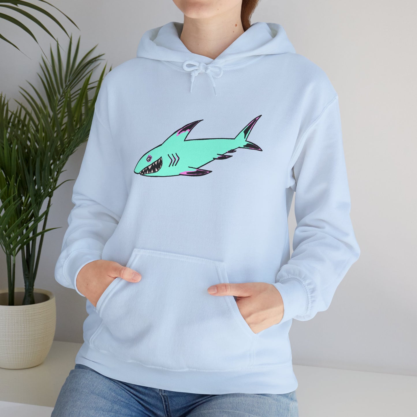 Shark Graphic Unisex Hoodie, Fun Casual Wear, Beach Lover's Gift, Relaxing Lounge Sweatshirt, Unique Gift for Any Occasion