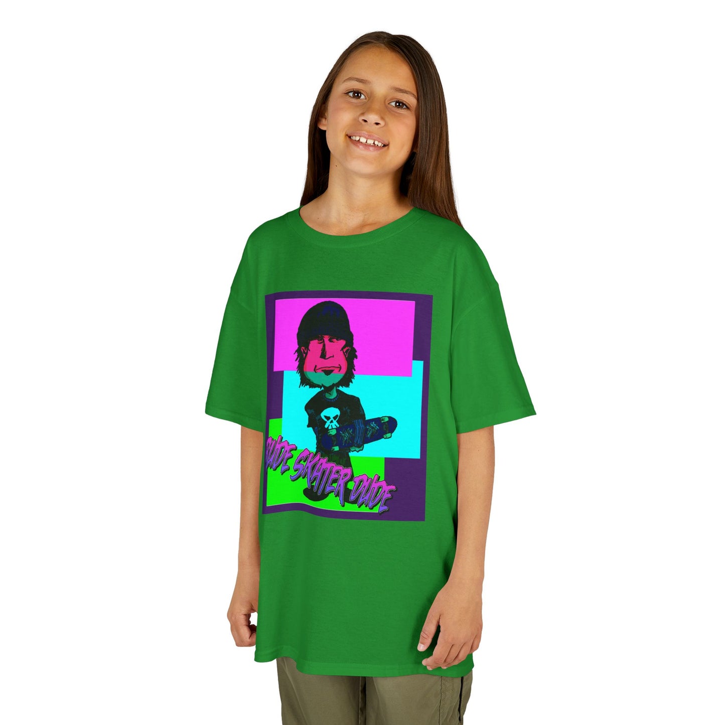 Kids Tee — Retro Neon Rude Skater Dude Kid Graphic T-Shirt