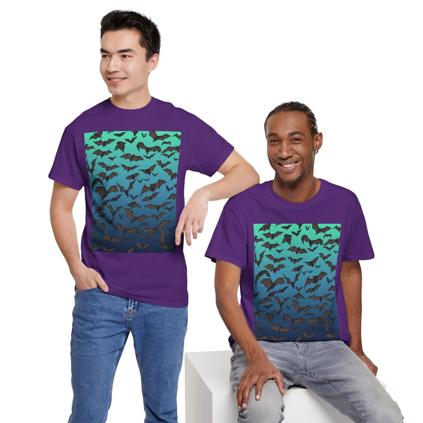Bat Swarm Graphic Tee — Gradient Night Flight T-Shirt