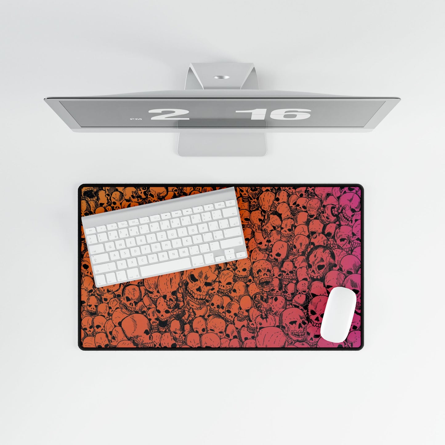 Gathering of Skulls Gradient Desk Mat — Large RGB Skull Pattern Mouse Pad