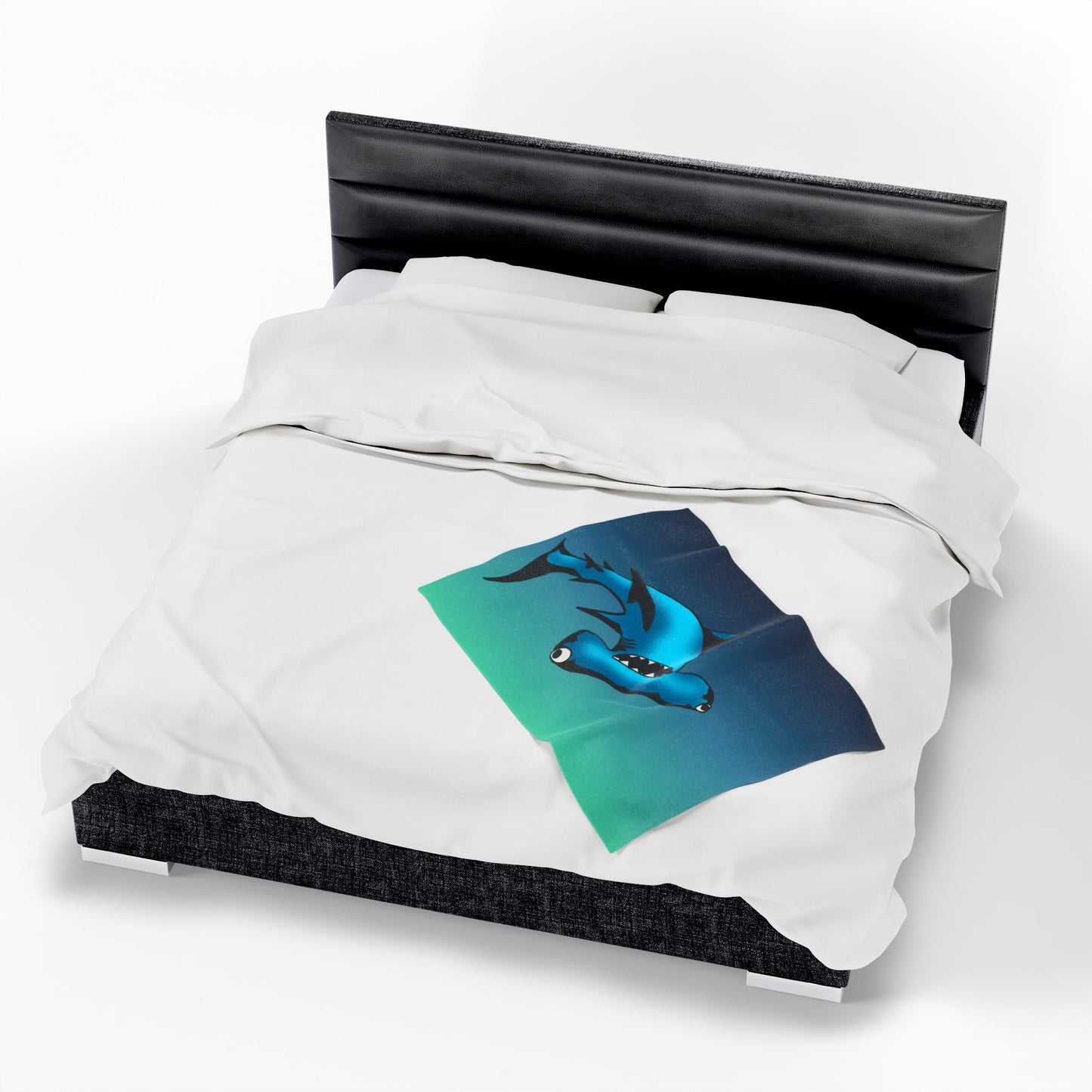 Harley Hammerhead Shark Velveteen Plush Blanket — Cute Ocean Animal Throw for Kids & Beach Lovers