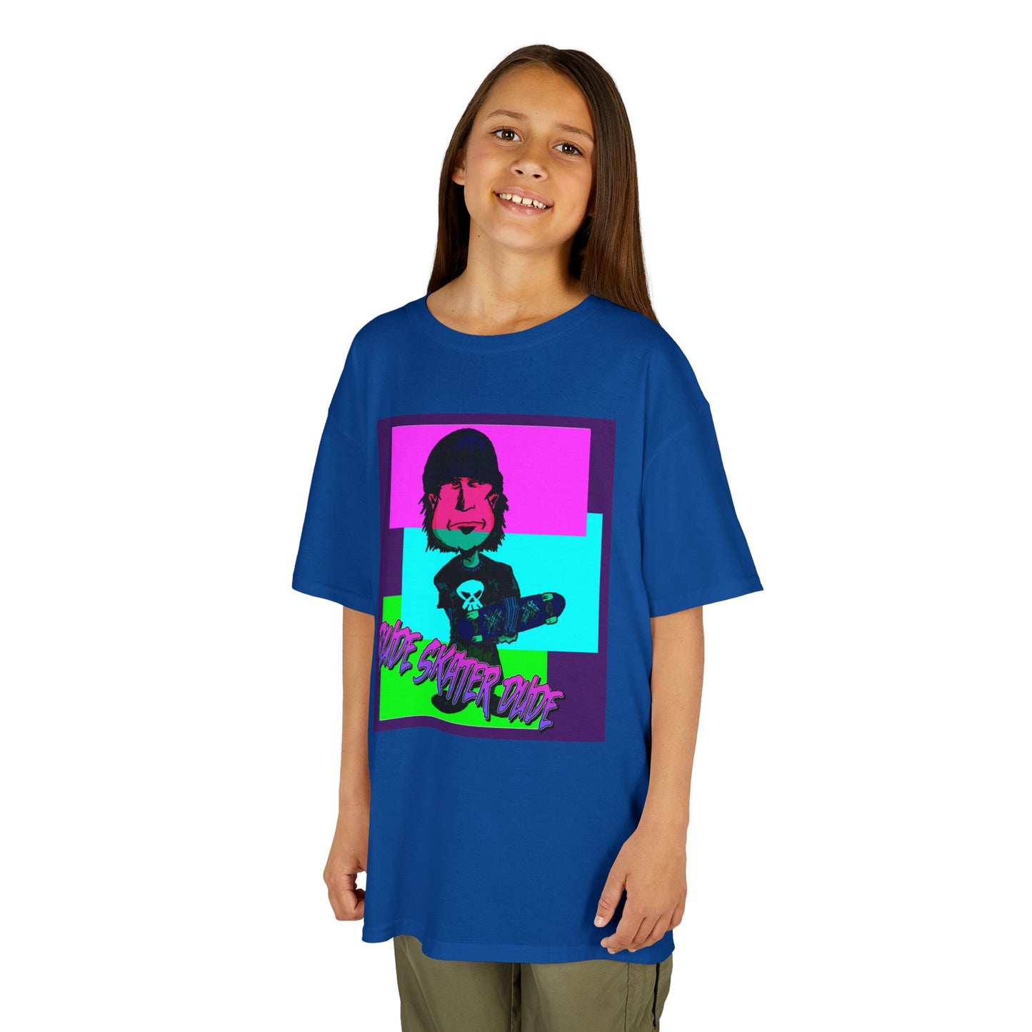 Kids Tee — Retro Neon Rude Skater Dude Kid Graphic T-Shirt