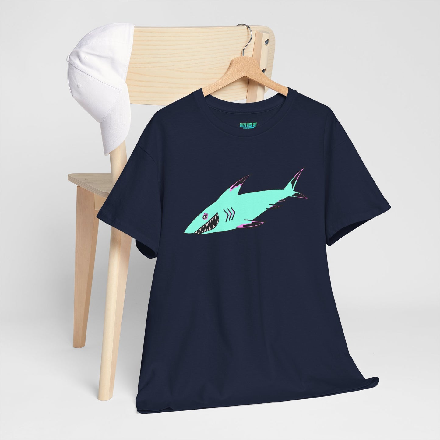 Cool Shark Graphic Unisex Heavy Cotton Tee, Ocean Lover Shirt, Beachwear, Casual Everyday Tee, Gift for Sharks Fans
