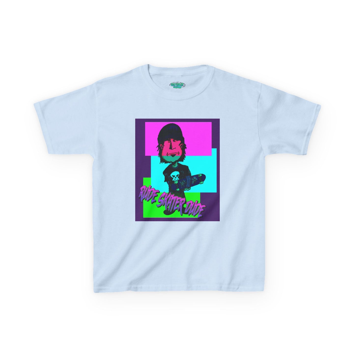 Kids Tee — Retro Neon Rude Skater Dude Kid Graphic T-Shirt