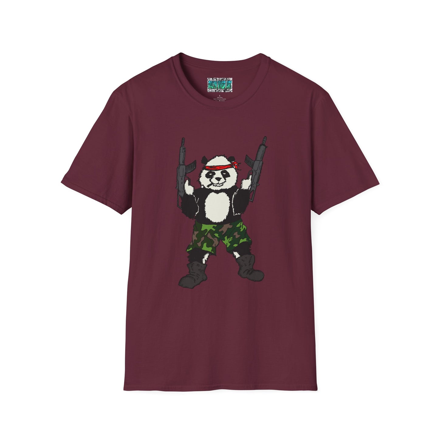 T-Shirt - Panda Guns Military Mercenary Bad Ass Weapons Bamboo