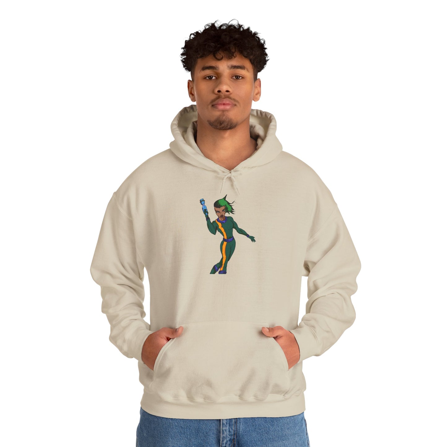 Funky Retro Space Warrior Hoodie - Unisex Heavy Blend™ Hooded Sweatshirt, Cozy Trendy Pullover, Perfect Gift for Dance Lovers, Party Vibes, [...]