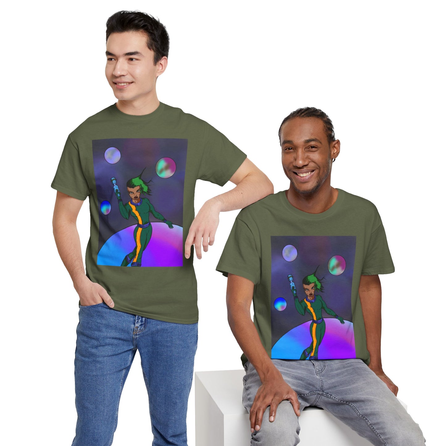 Cosmic Hero Vibe Tee - Unisex Heavy Cotton Tee, Space Art Shirt, Retro Sci-Fi T-Shirt, Gift for Space Lovers, Unique Graphic Tee