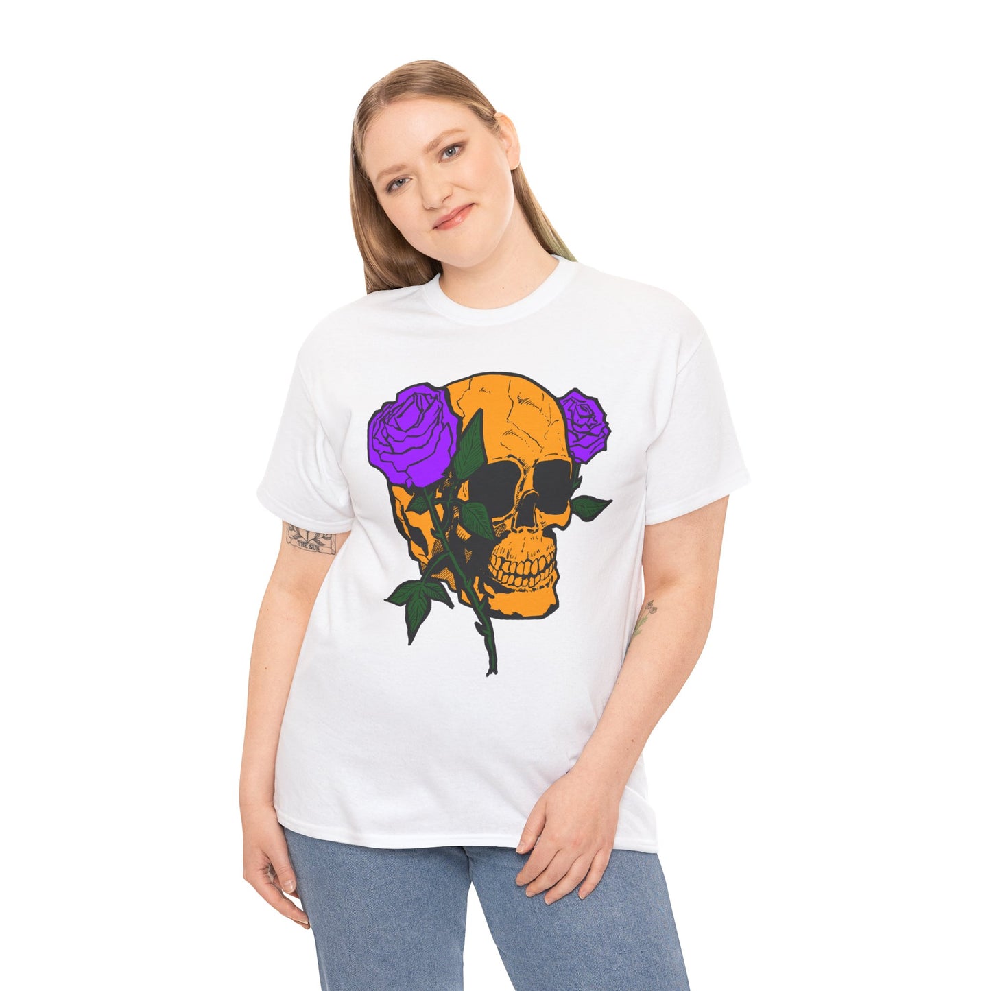 Skull and Roses Unisex Tee, Gothic Aesthetic Shirt, Vintage Graphic T-Shirt, Streetwear Essentials, Edgy Casual Wear