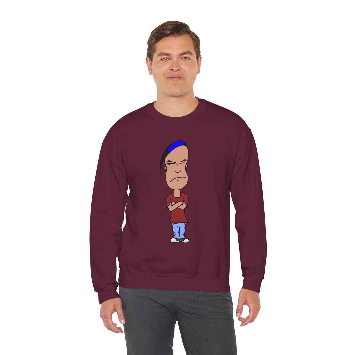 Smug Cartoon Graphic Crewneck Sweatshirt for Casual Style