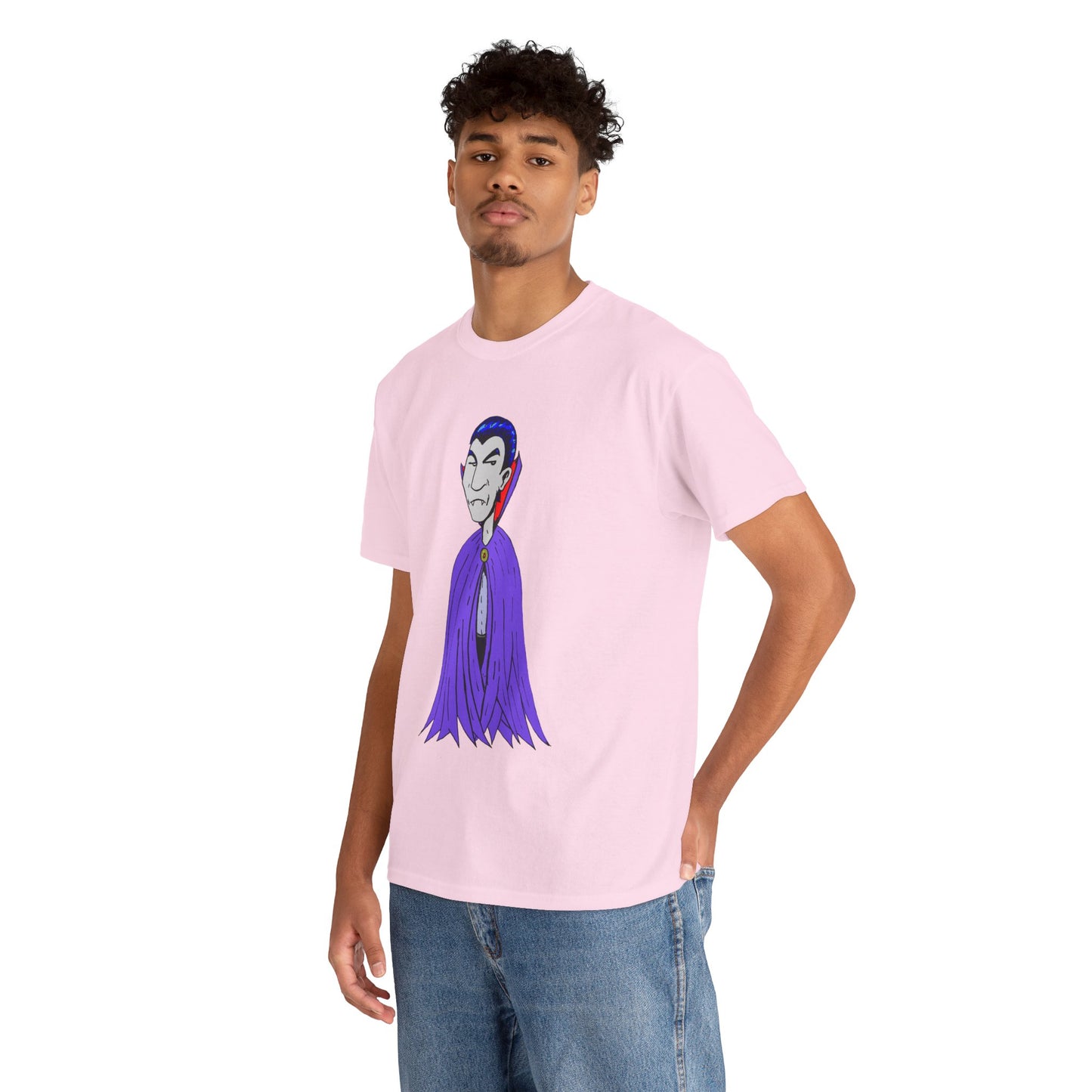 Vampire Cartoon Tee - Cute Purple Cloak Dracula Graphic T-Shirt