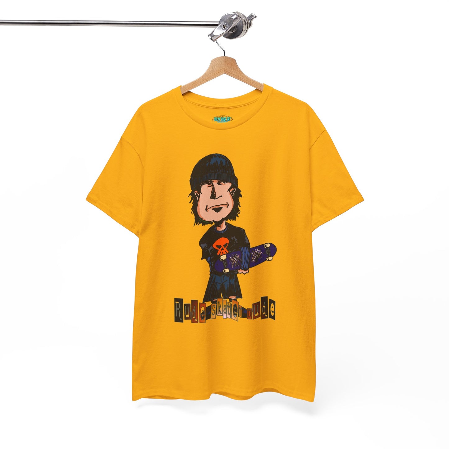 Rude Skater Dude Cartoon Skate Punk T-Shirt — Skateboarding Tee with Skull Design
