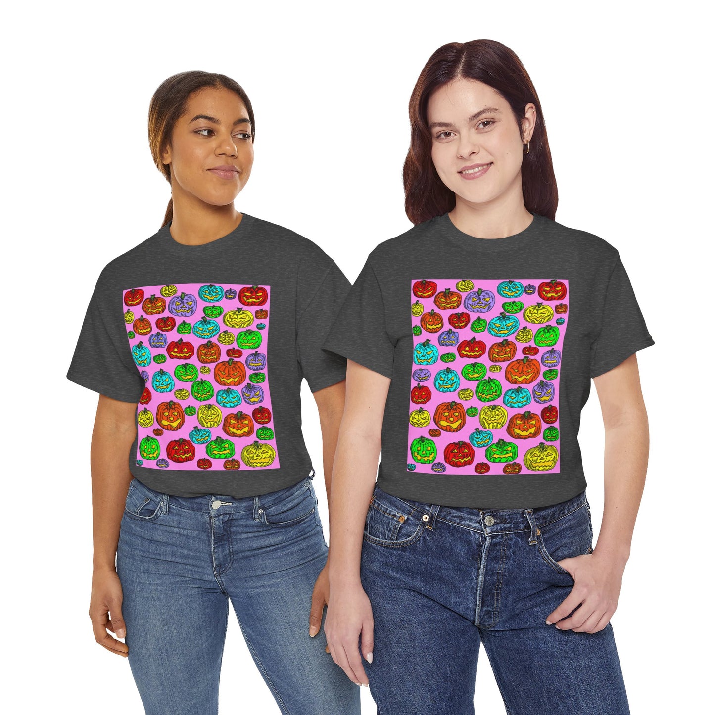 Colorful Pumpkin Graphic Tee, Unisex Cotton T-Shirt, Halloween Costume, Fall Apparel, Trendy Graphic Shirt, Casual Wear