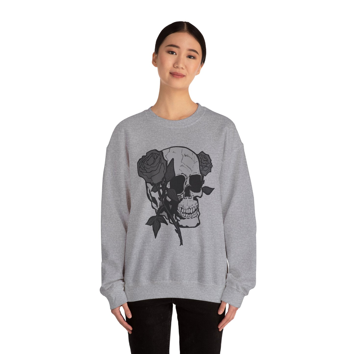 Skull and Roses Crewneck Sweatshirt - Unisex Heavy Blend™
