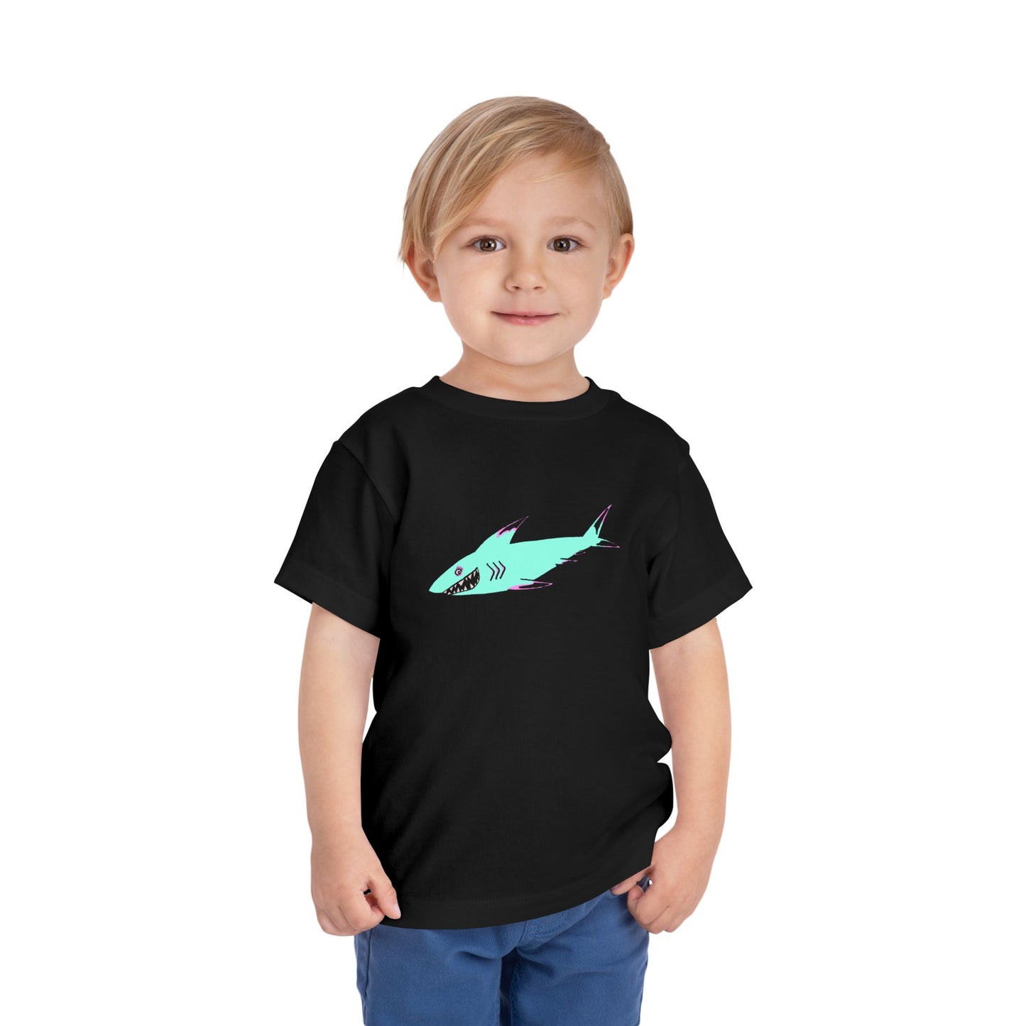 Toddler Tee — Cute Teal Shark Graphic Kids T‑Shirt
