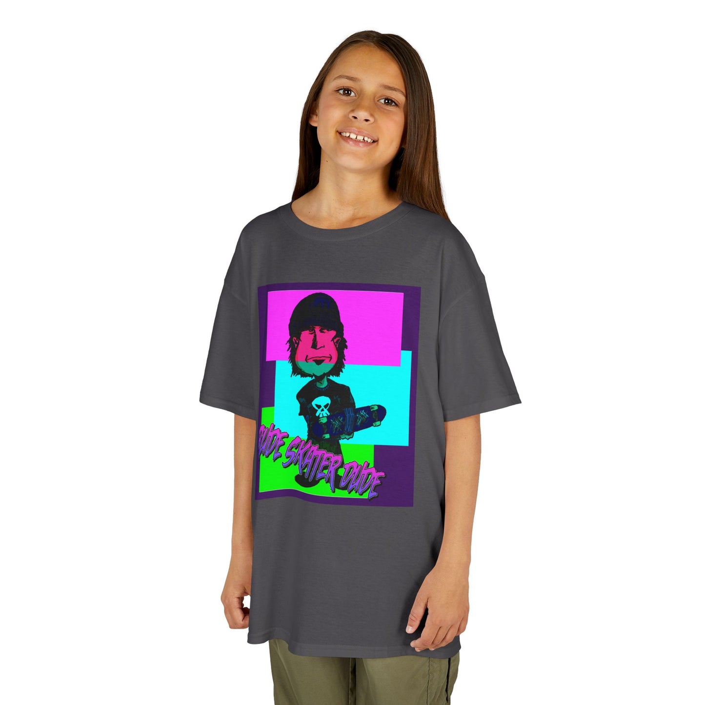 Kids Tee — Retro Neon Rude Skater Dude Kid Graphic T-Shirt