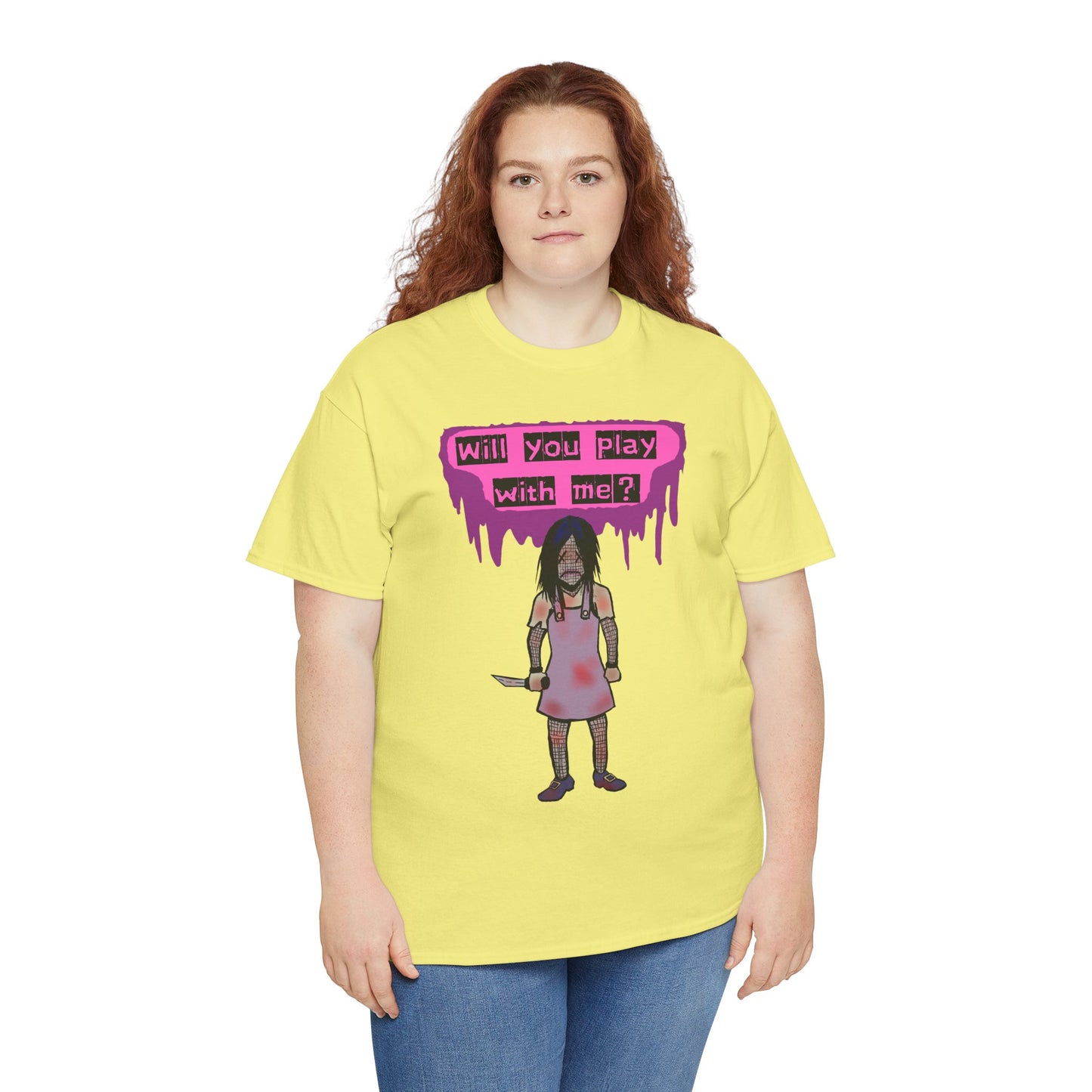 Chilling Evil Doll Horror Tee, Horror T-Shirt, Grey Tee, Unique Graphic Tee, Unisex Tee, Playful Scary Top, Halloween Shirt