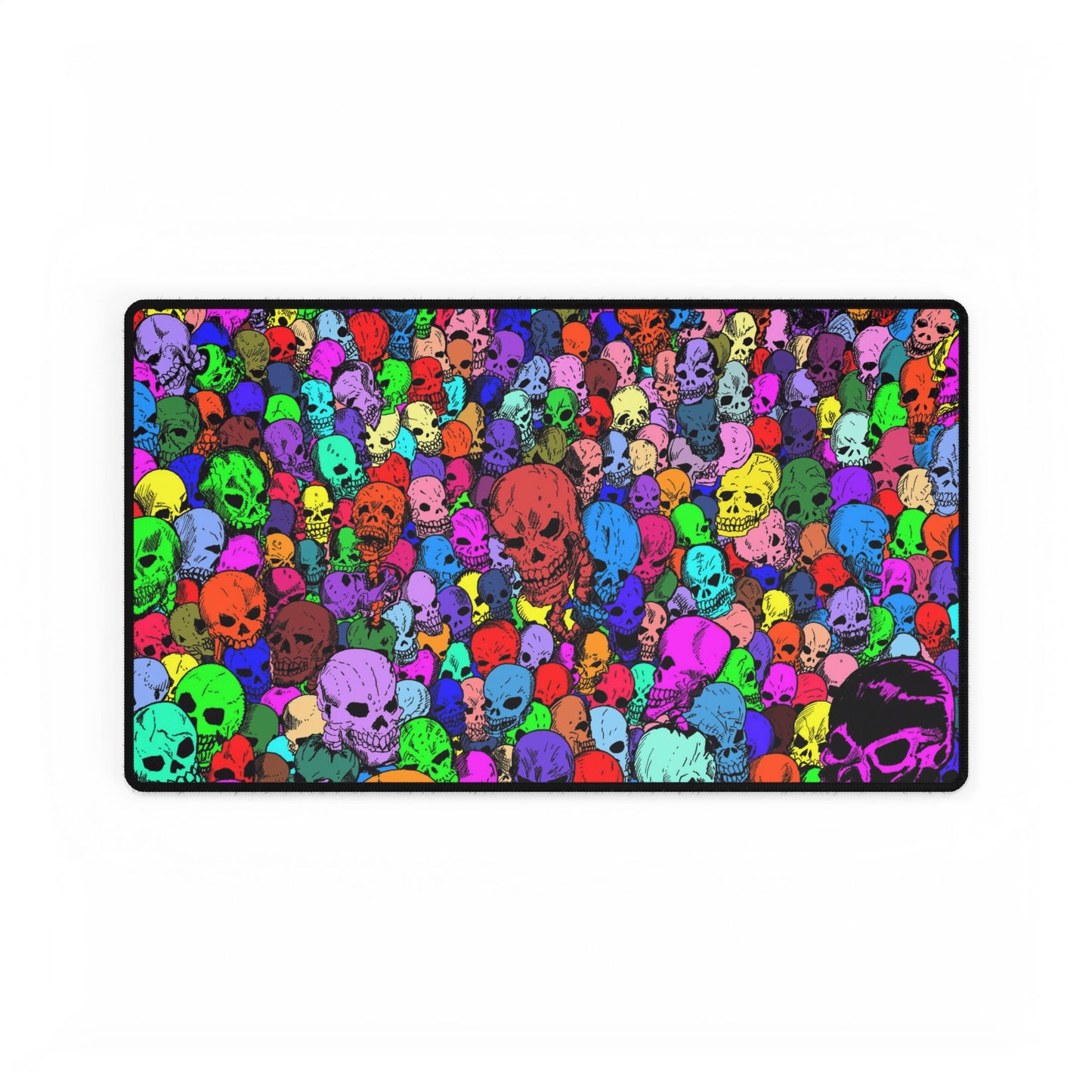 Colorful Candy Colored Gathering of Skulls Crowd Desk Mat — Vibrant Gothic Gaming Mousepad and Card Playing May