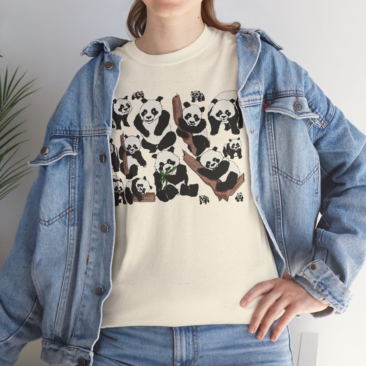 Cute Panda Design Unisex Heavy Cotton Tee | Animal Lover Gift, Casual Wear, Eco-Friendly Apparel, Nature Enthusiast Clothing