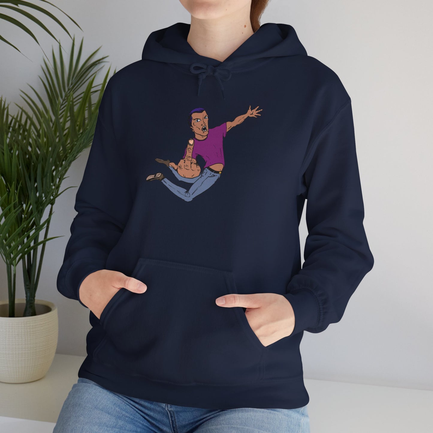 Funny Flying Eff Unisex Hooded Sweatshirt with Cartoon Design, Casual Hoodie, Gift for Friends, Birthday Gift, Loungewear