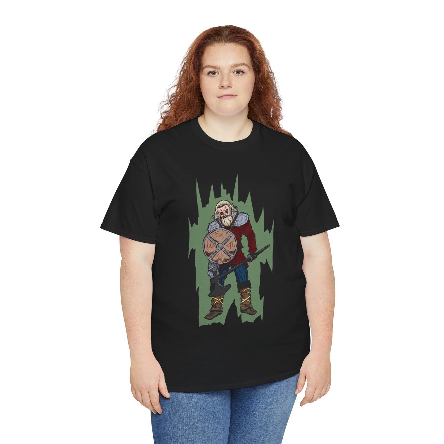 Epic Warrior Graphic Tee, Unisex Heavy Cotton Shirt, Casual Wear, Gamer Gift, Medieval Art Clothing, Battle Theme Fashion