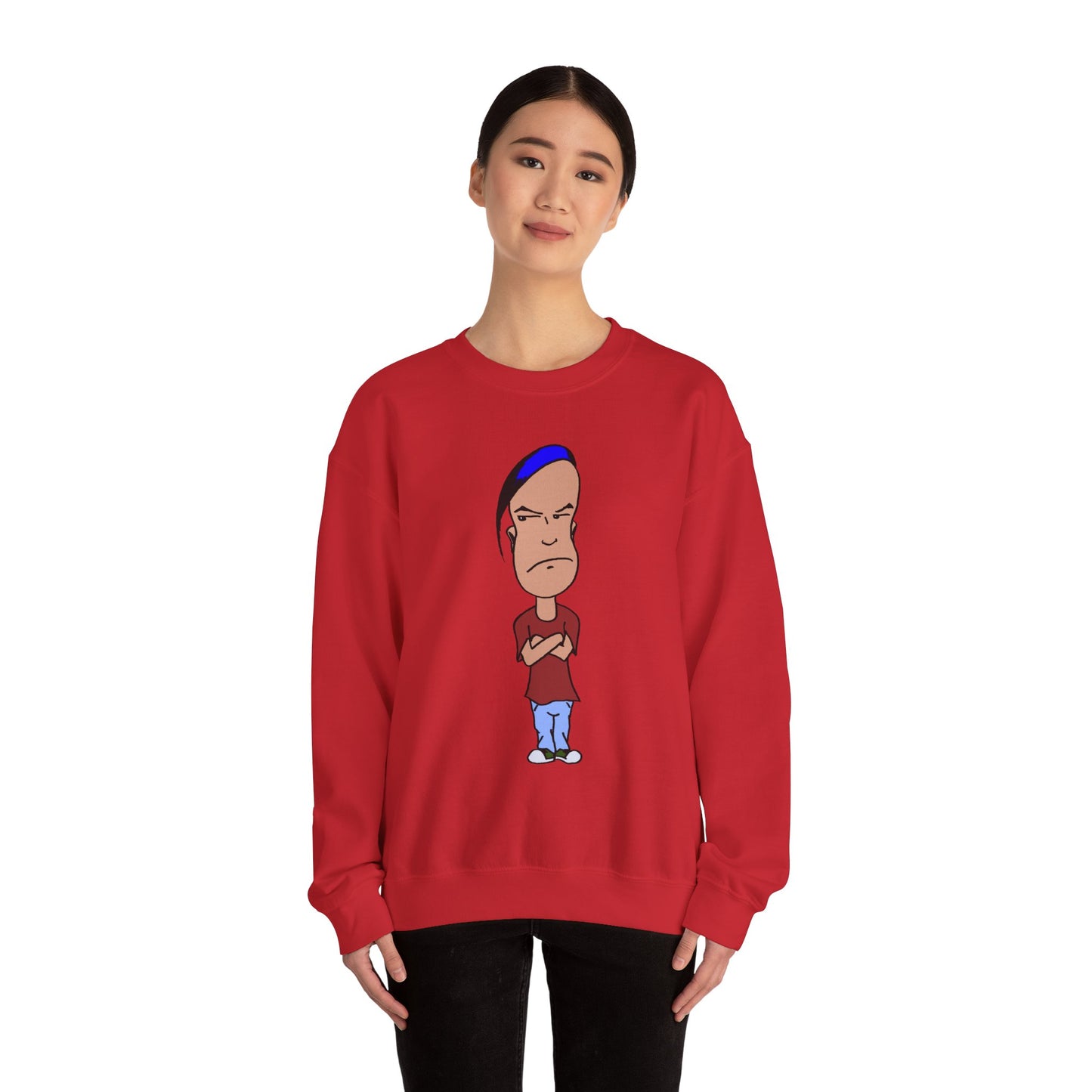 Smug Cartoon Graphic Crewneck Sweatshirt for Casual Style